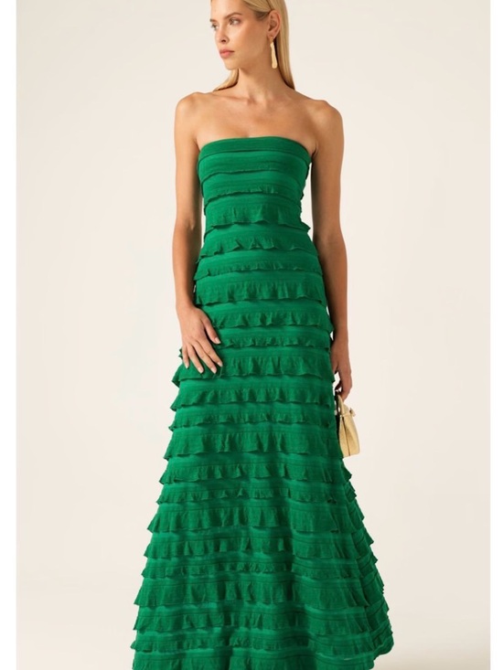 Wolf & Badger Dresses & Skirts - Wolf & Badger Maddison Strapless Tiered Maxi Dress in Emerald Green Size Large